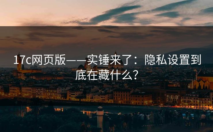 17c网页版——实锤来了：隐私设置到底在藏什么？